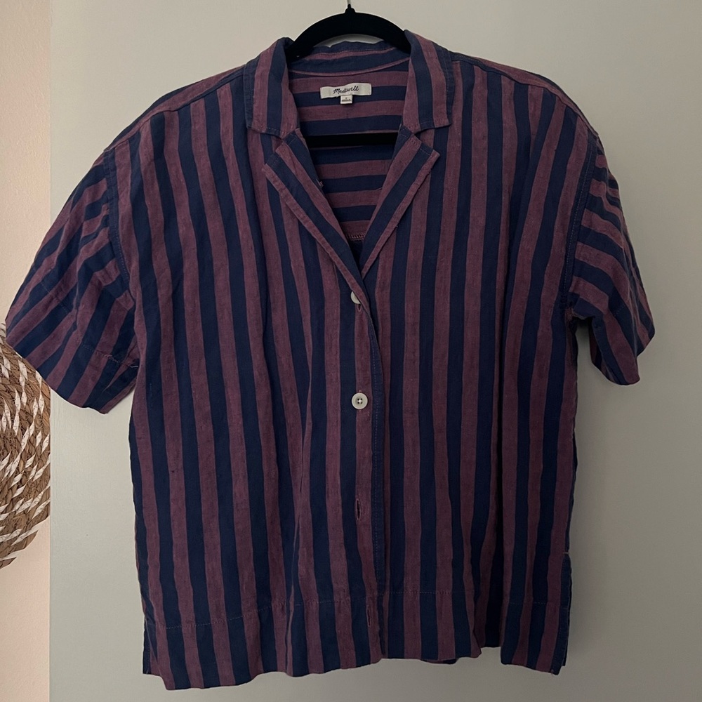Madewell purple and lavender striped button up size small